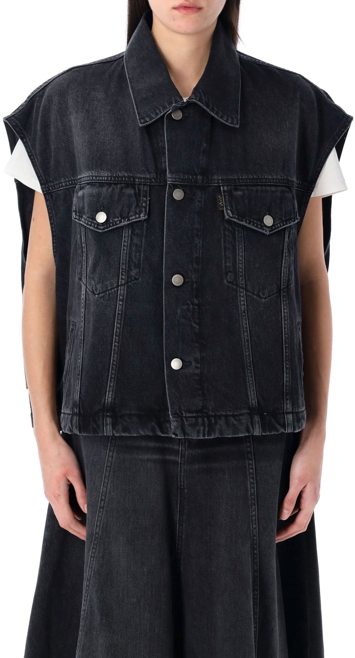 Haikure Gail Denim Vest Bassano Mid Black Zwart