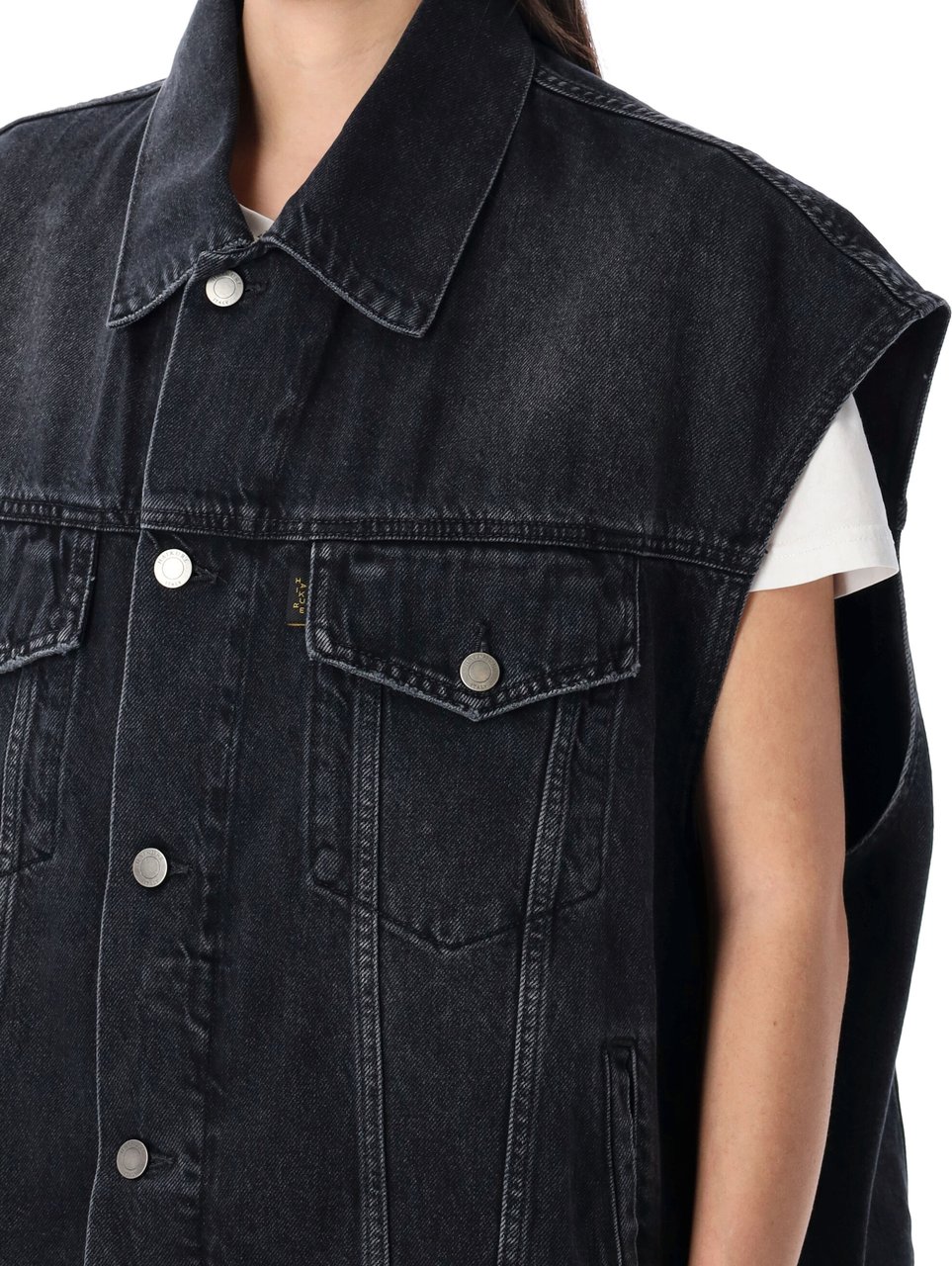 Haikure Gail Denim Vest Bassano Mid Black Zwart
