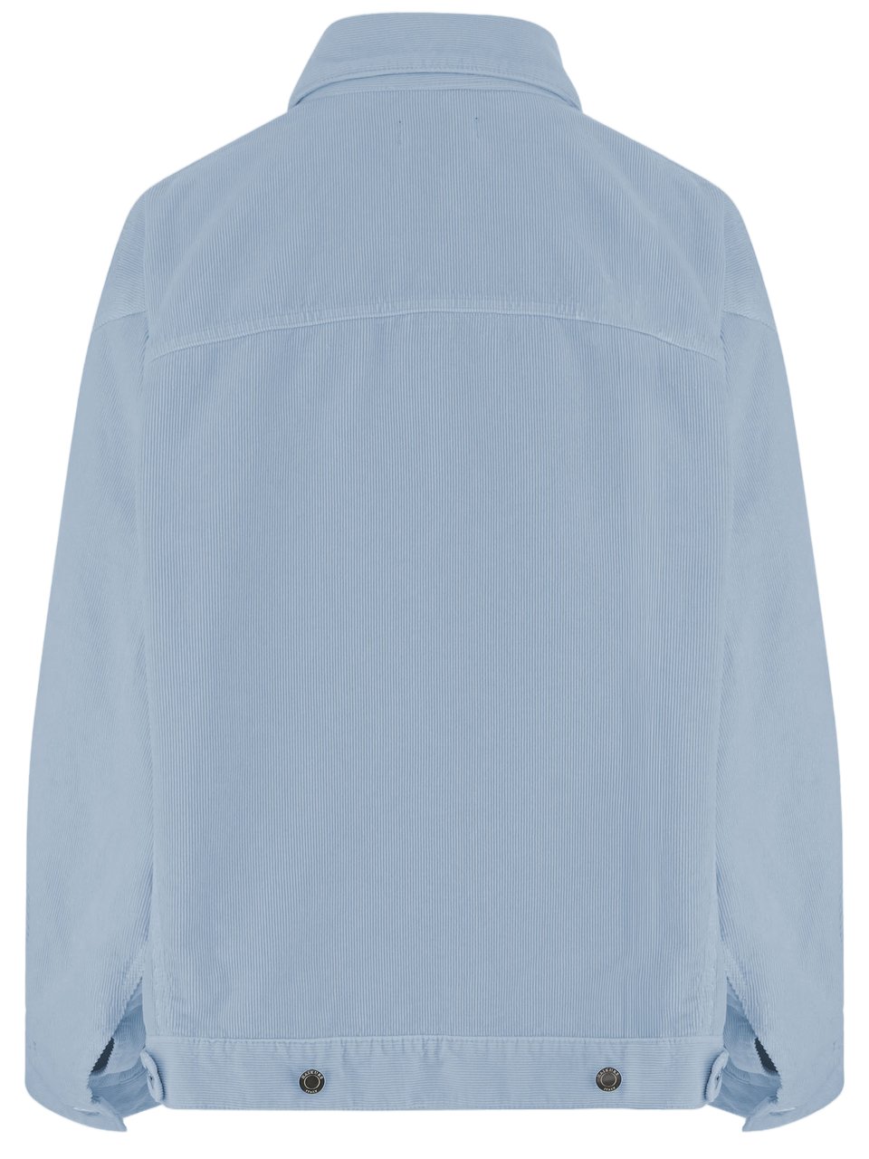 Haikure Light Blue Ribbed Cotton Jacket With Classic Collar Blauw