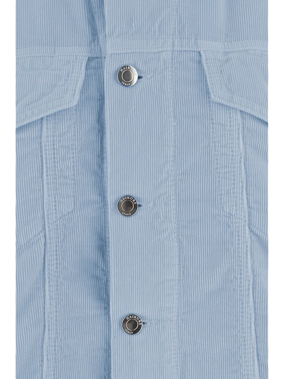 Haikure Light Blue Ribbed Cotton Jacket With Classic Collar Blauw