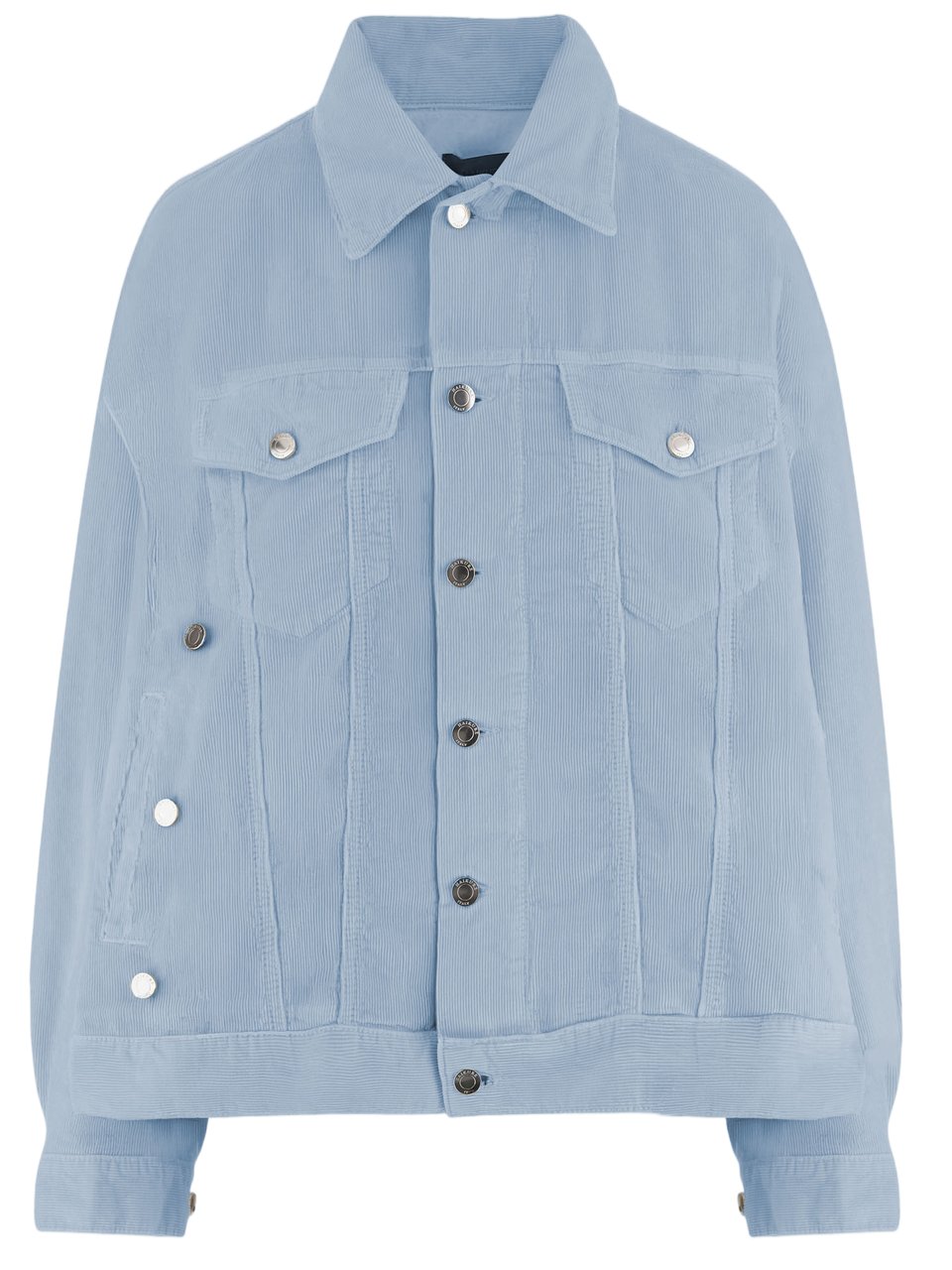 Haikure Light Blue Ribbed Cotton Jacket With Classic Collar Blauw