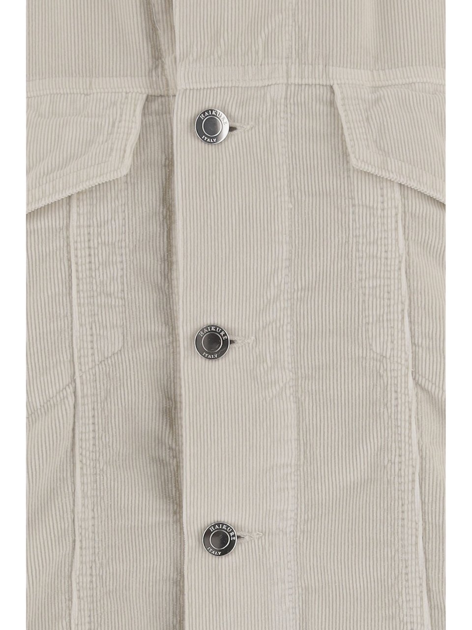 Haikure Cotton Velvet Jacket With Classic Collar And Ribbed Knit Neutraal