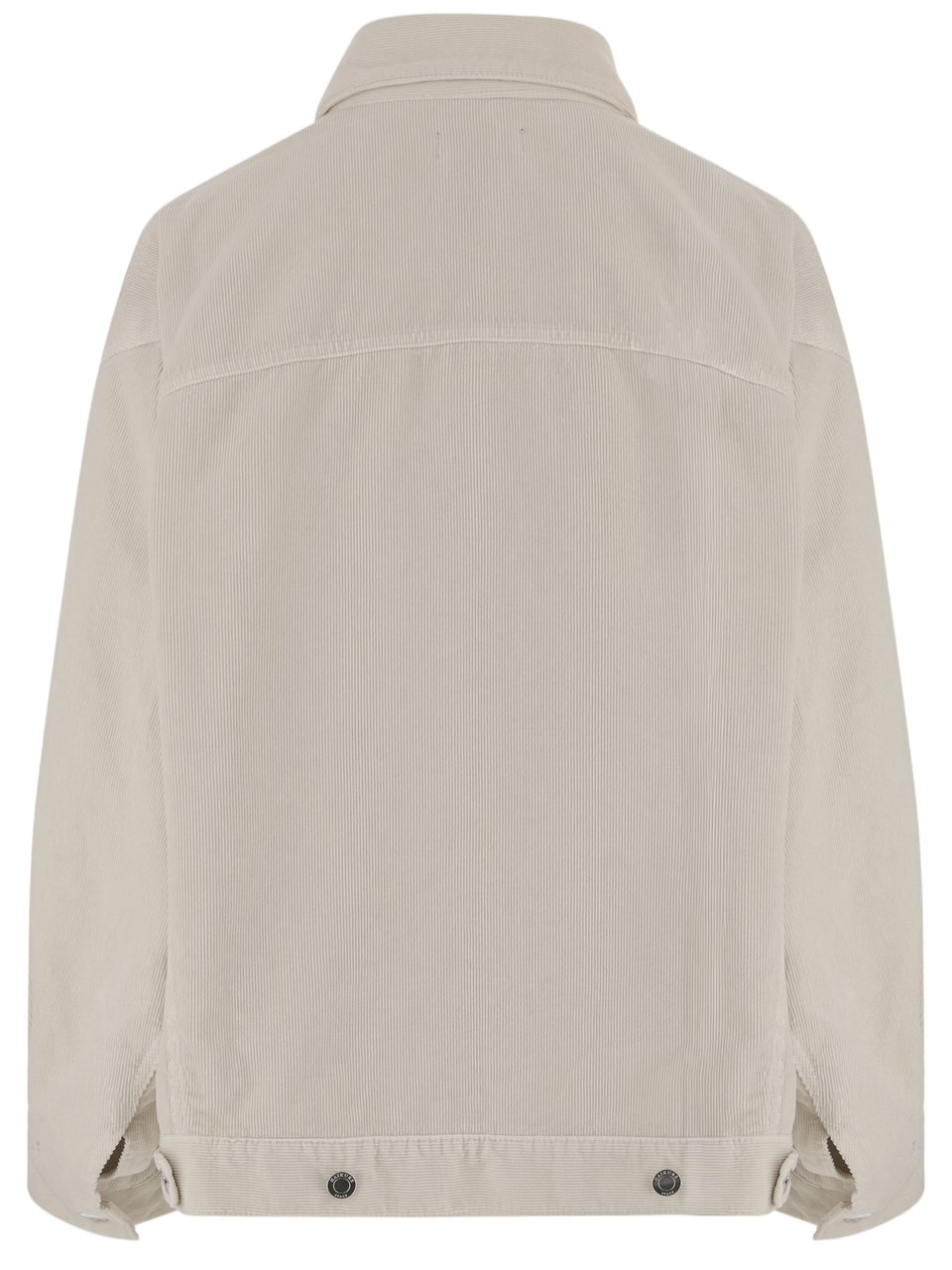 Haikure Cotton Velvet Jacket With Classic Collar And Ribbed Knit Neutraal