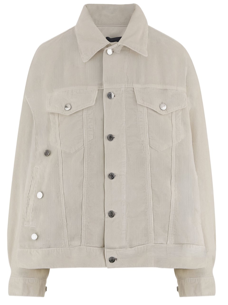 Haikure Cotton Velvet Jacket With Classic Collar And Ribbed Knit Neutraal