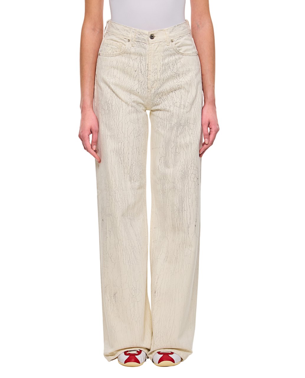 Halfboy Wide-Leg Jeans With Crepe Texture And High Waist Design Wit