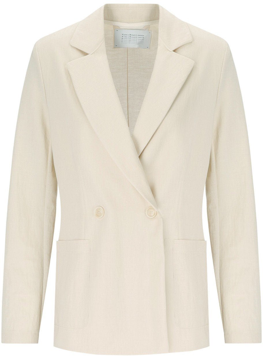 Harris Wharf London HARRIS WHARF LONDON IVORY DOUBLE-BREASTED BLAZER Wit