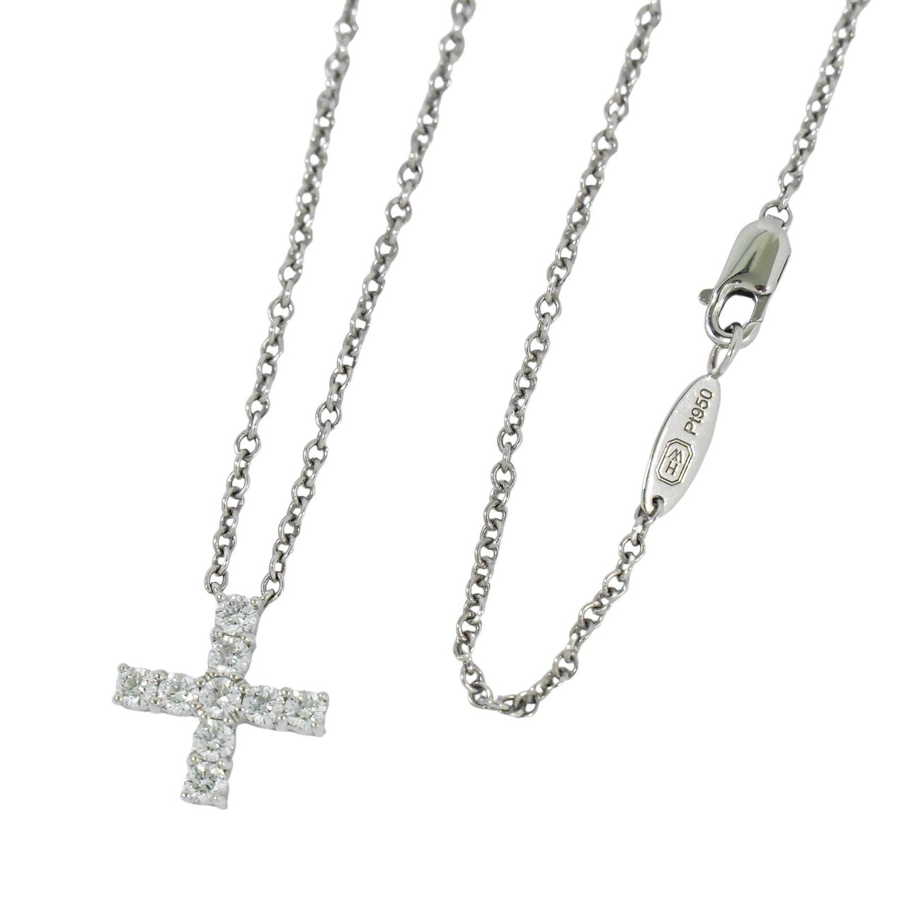 Harry Winston Harry Winston Cross Pendant Necklace Platinum with Diamonds Zilver