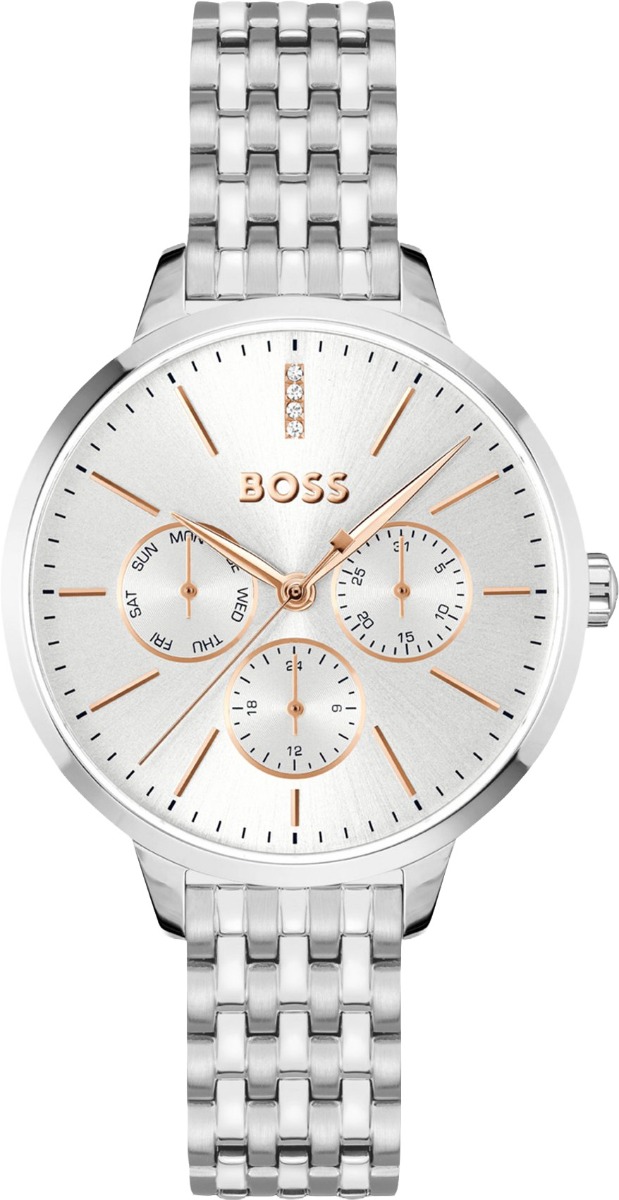 BOSS Horloge HB1502781 Symphony Staal Quartz met Witte Wijzerplaat 38mm Zilver