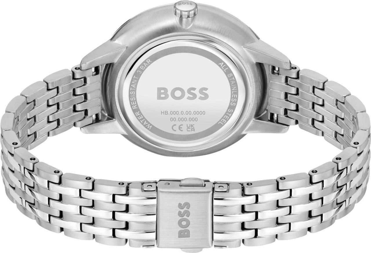 BOSS Horloge HB1502781 Symphony Staal Quartz met Witte Wijzerplaat 38mm Zilver