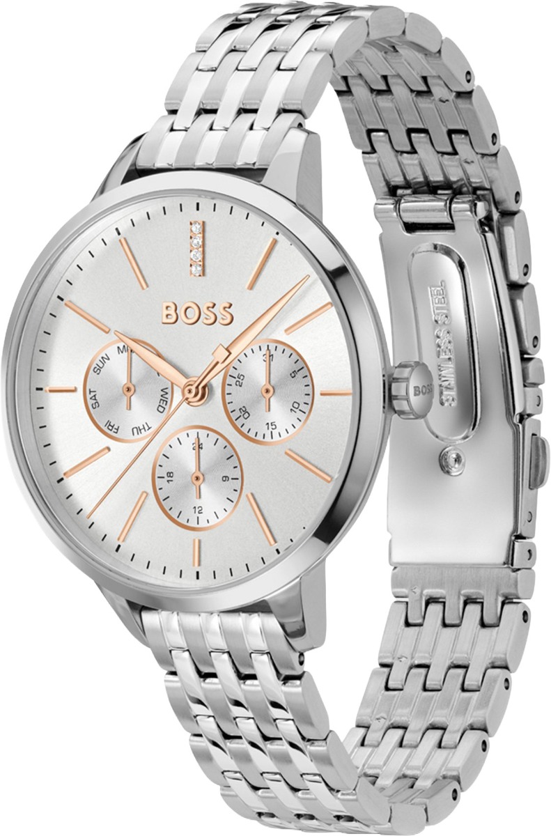 BOSS Horloge HB1502781 Symphony Staal Quartz met Witte Wijzerplaat 38mm Zilver