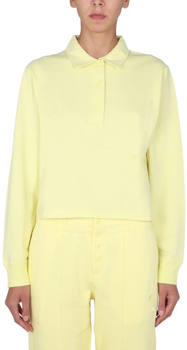 Helmut Lang POLO SHIRT WITH EMBROIDERED LOGO Geel