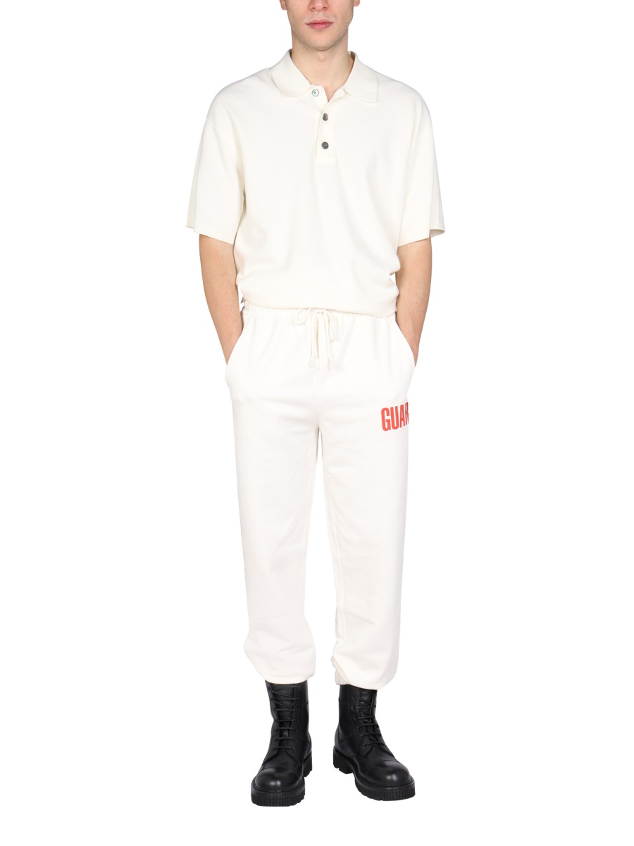 Helmut Lang LOGO PRINT JOGGING PANTS Wit