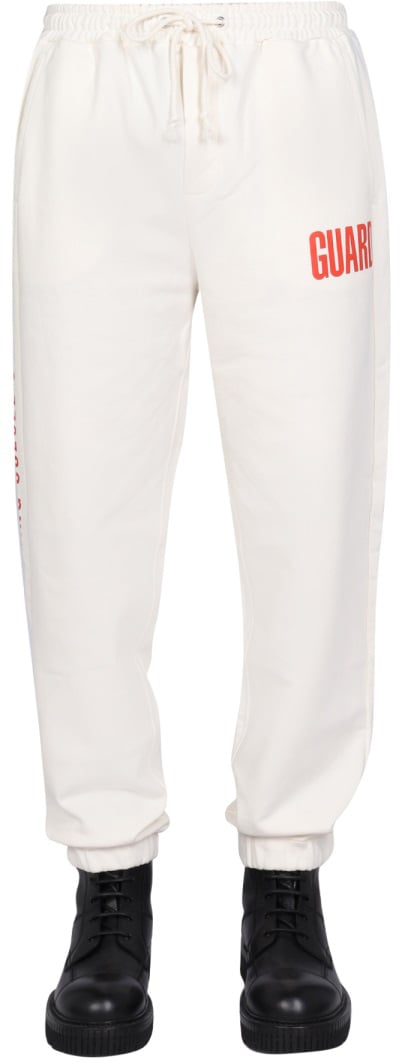 Helmut Lang LOGO PRINT JOGGING PANTS Wit