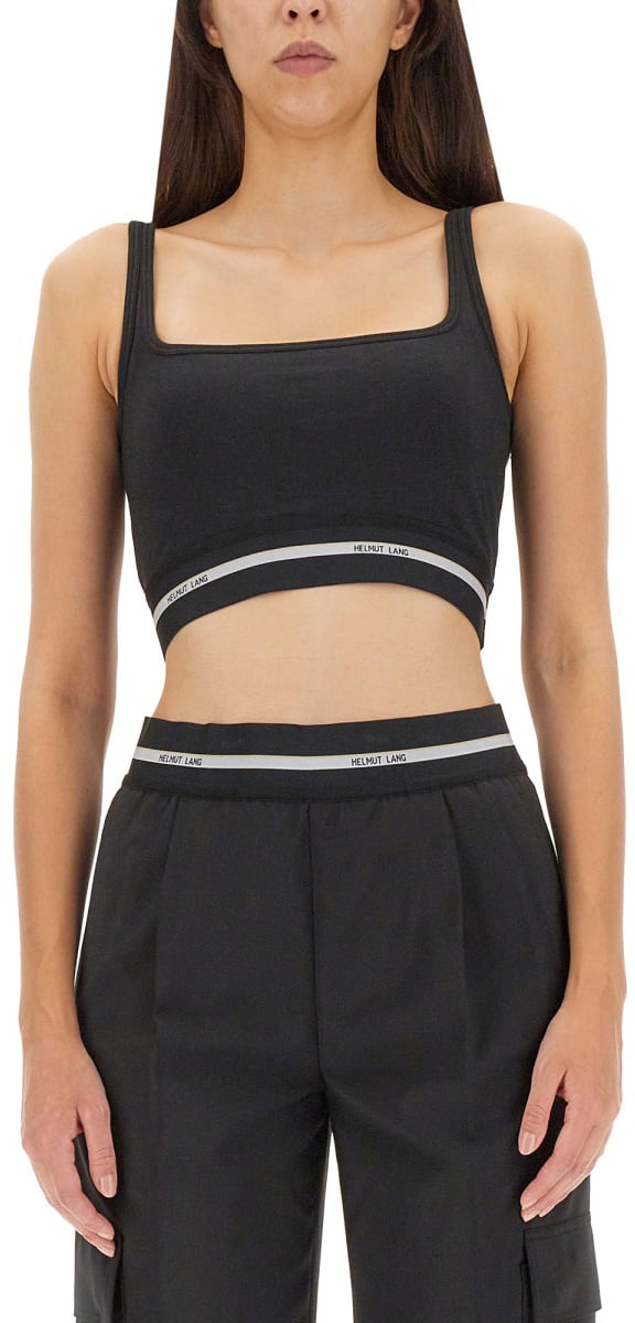 Helmut Lang CROP TOP WITH LOGO Zwart