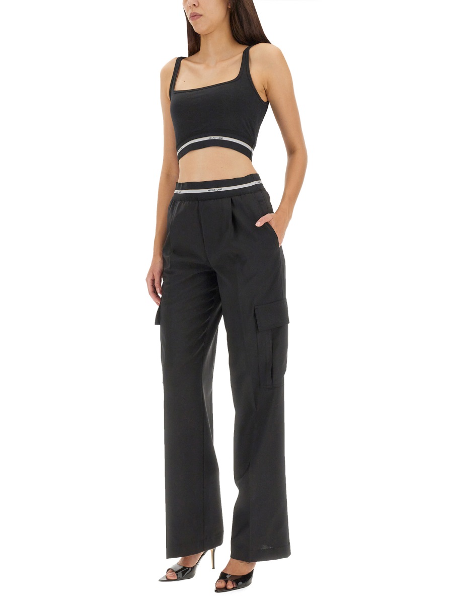 Helmut Lang CROP TOP WITH LOGO Zwart