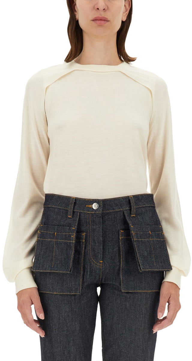 Helmut Lang WOOL JERSEY. Wit