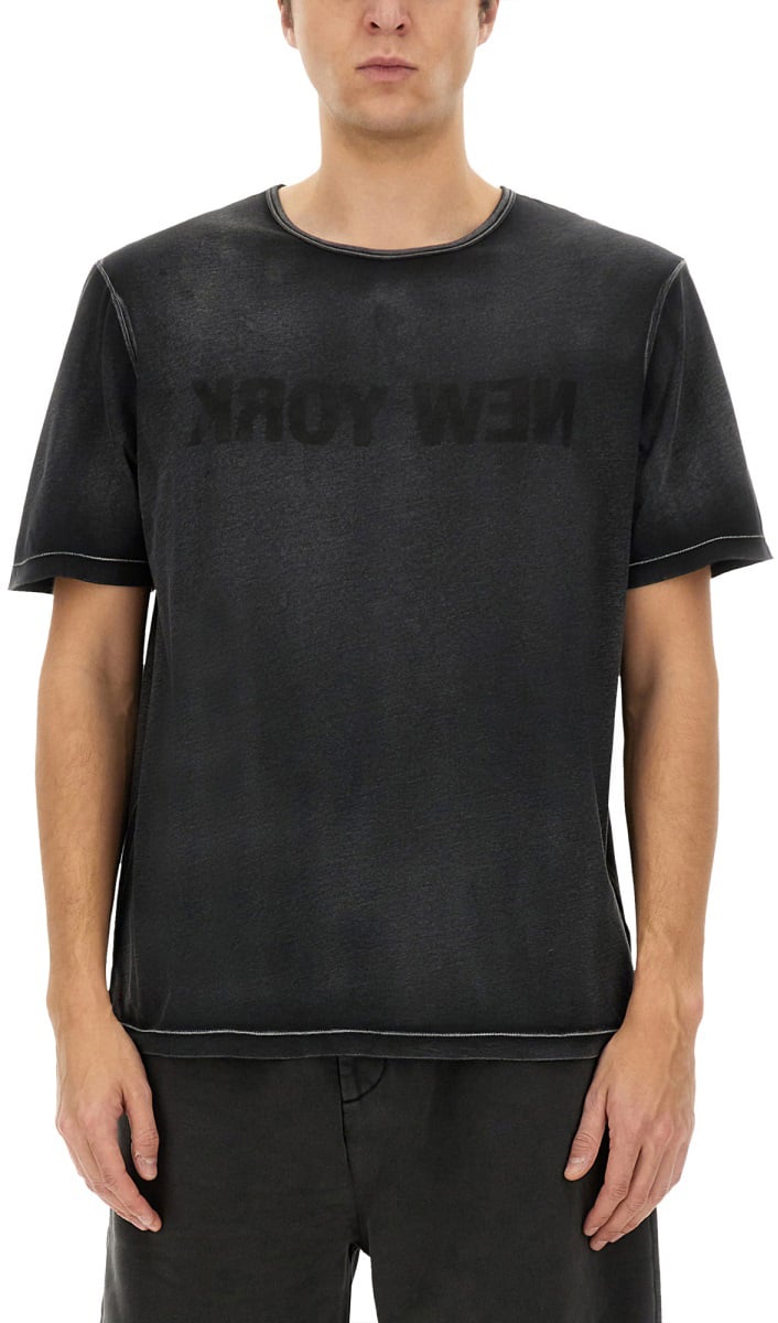 Helmut Lang "GARMENT-DYED NEW YORK" T-SHIRT Zwart