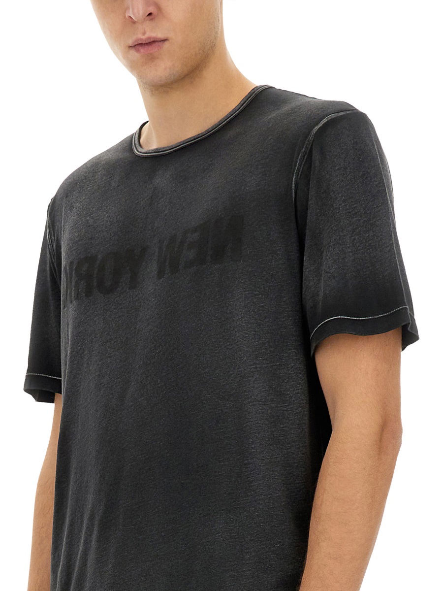 Helmut Lang "GARMENT-DYED NEW YORK" T-SHIRT Zwart
