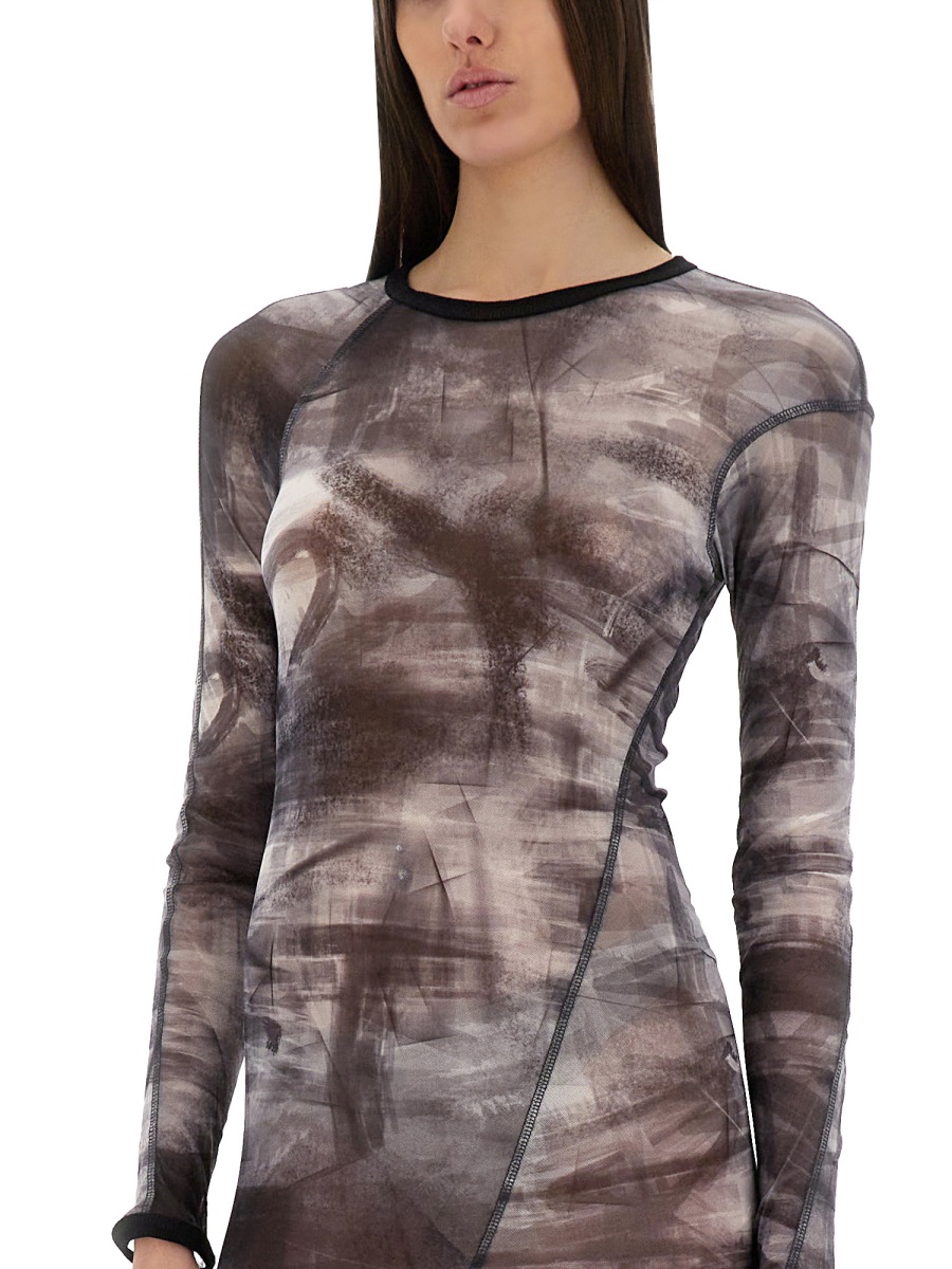 Helmut Lang "SCRIBBLE TWISTED" DRESS Grijs