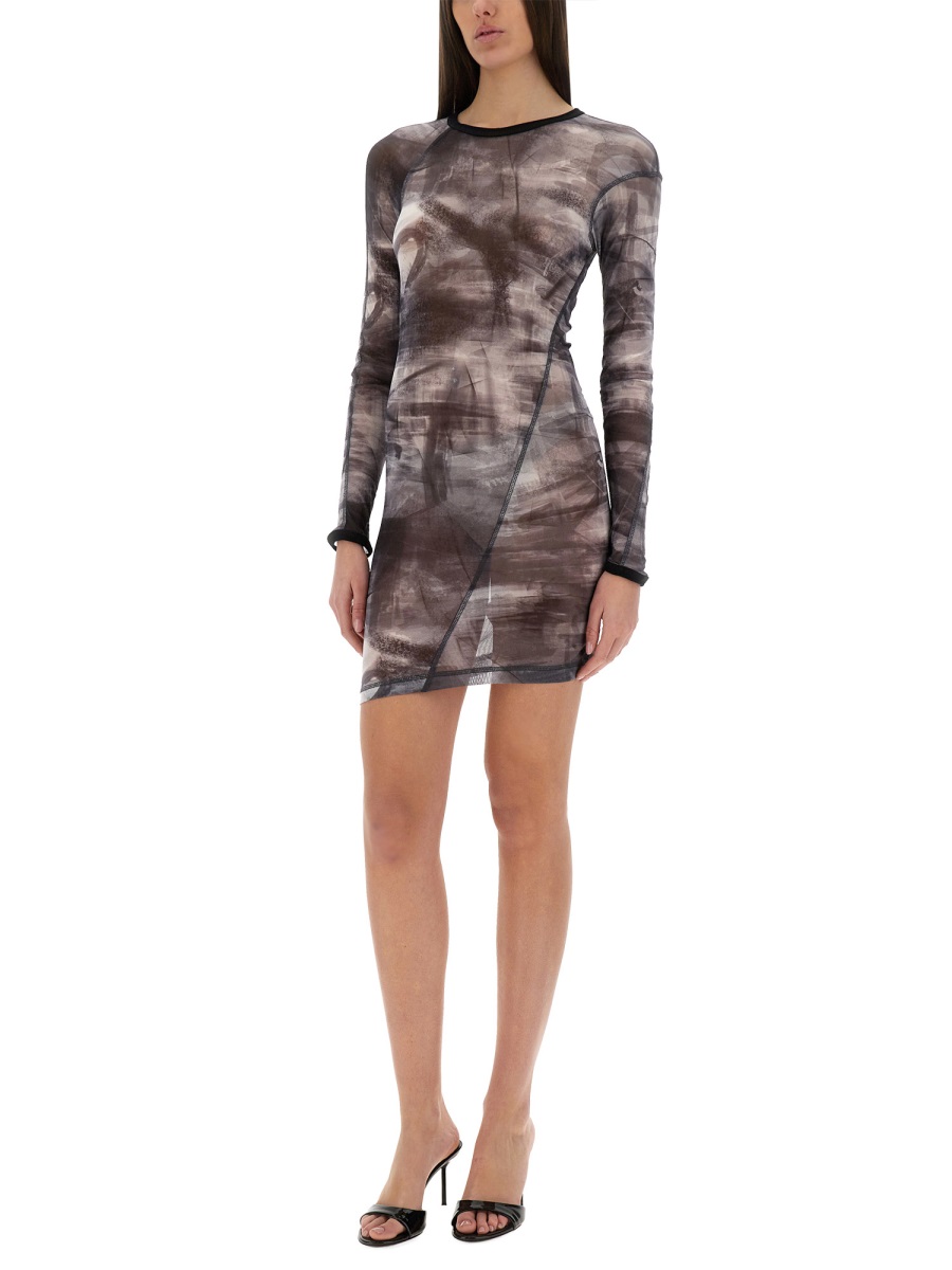 Helmut Lang "SCRIBBLE TWISTED" DRESS Grijs