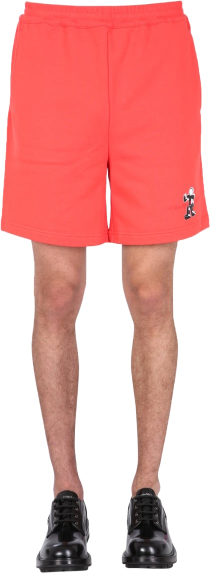 Helmut Lang Figure Cotton Bermuda Shorts Maroon