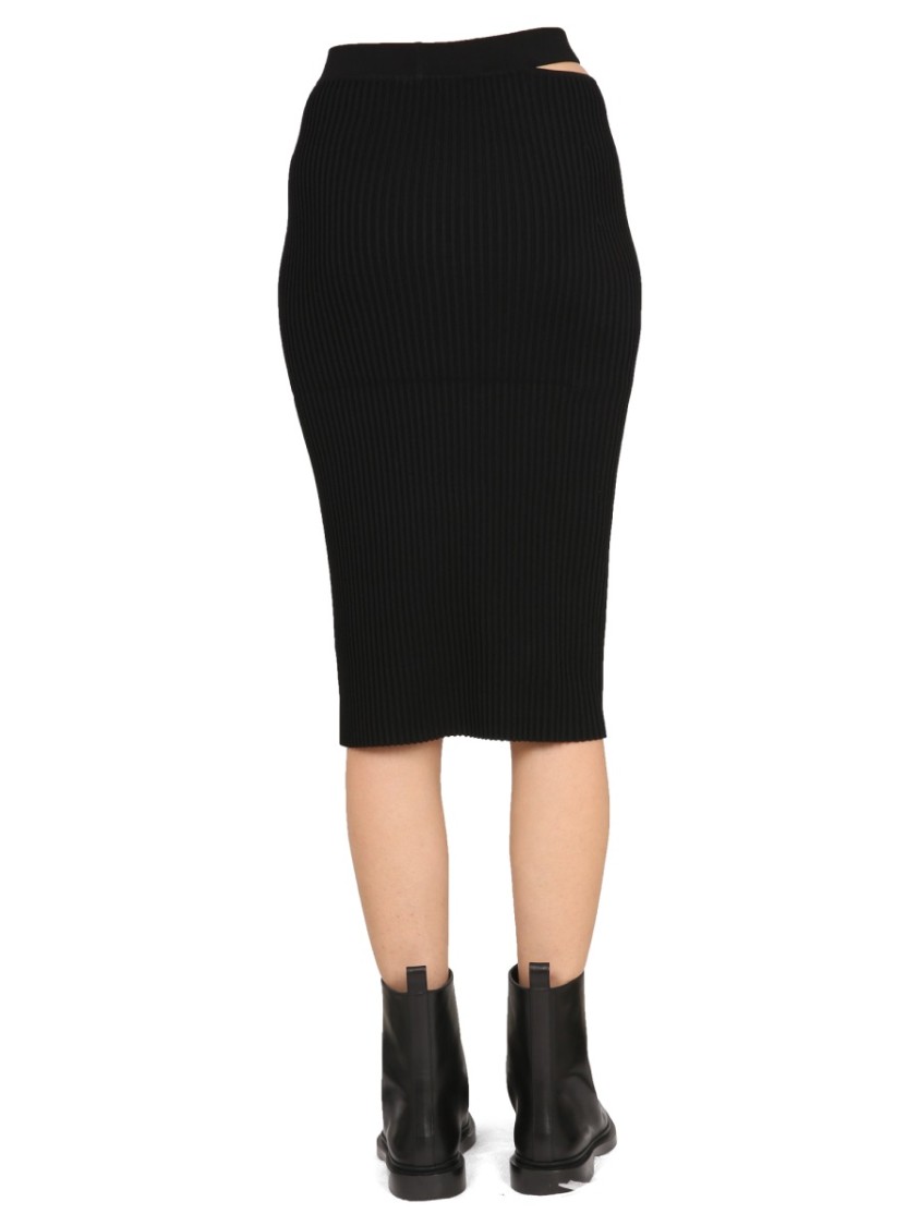 Helmut Lang Asymmetrical One-Shoulder Black Midi Dress Zwart