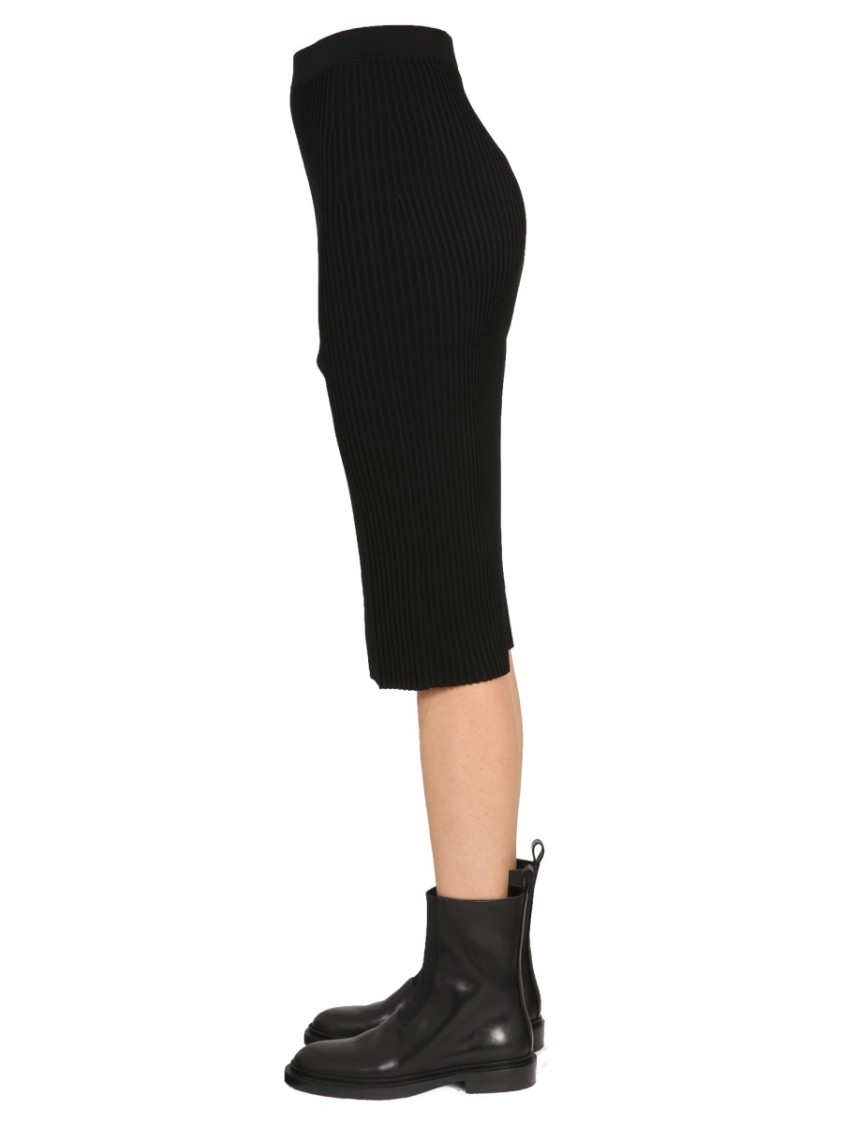 Helmut Lang Asymmetrical One-Shoulder Black Midi Dress Zwart