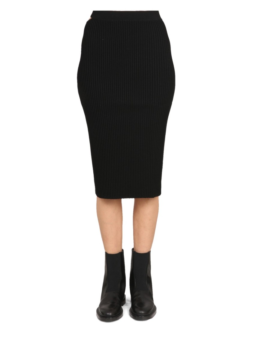 Helmut Lang Asymmetrical One-Shoulder Black Midi Dress Zwart
