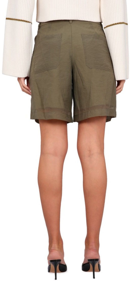 Helmut Lang Tailored Shorts With Transparent Hem Groen