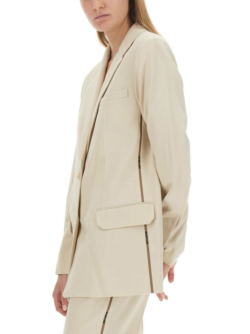 Helmut Lang Tailored Jacket With Notched Lapel And Distinctive Logo Neutraal