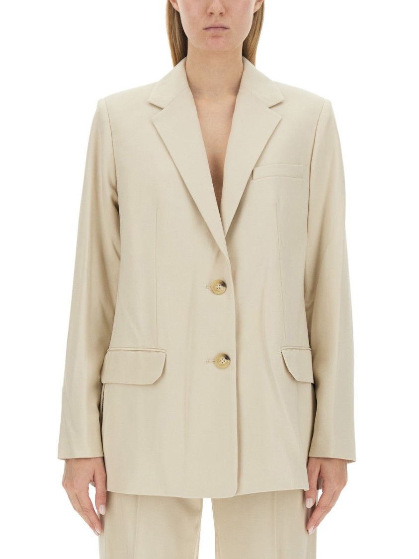 Helmut Lang Tailored Jacket With Notched Lapel And Distinctive Logo Neutraal