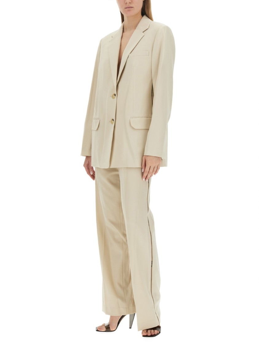 Helmut Lang Tailored Jacket With Notched Lapel And Distinctive Logo Neutraal