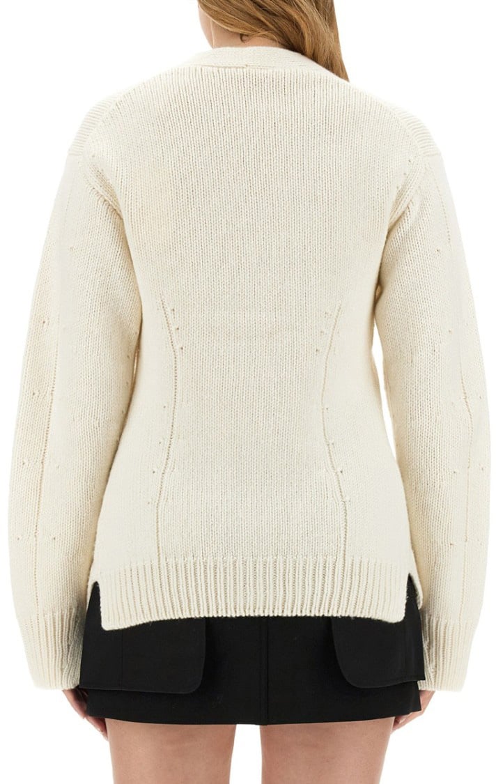 Helmut Lang Tailored Cardigan With Deep V-Neckline Neutraal