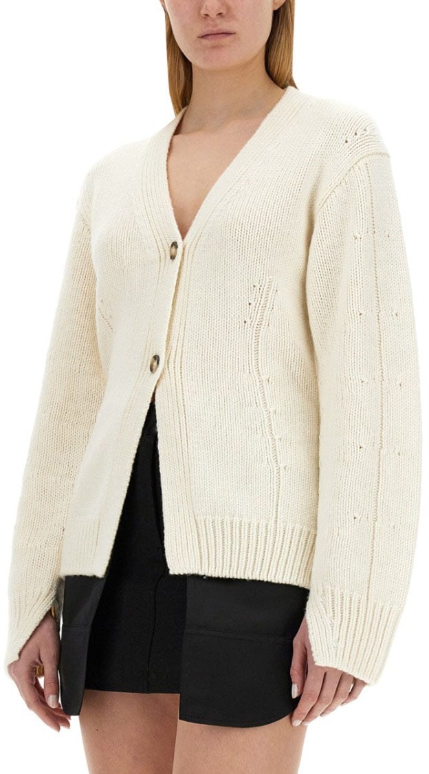 Helmut Lang Tailored Cardigan With Deep V-Neckline Neutraal