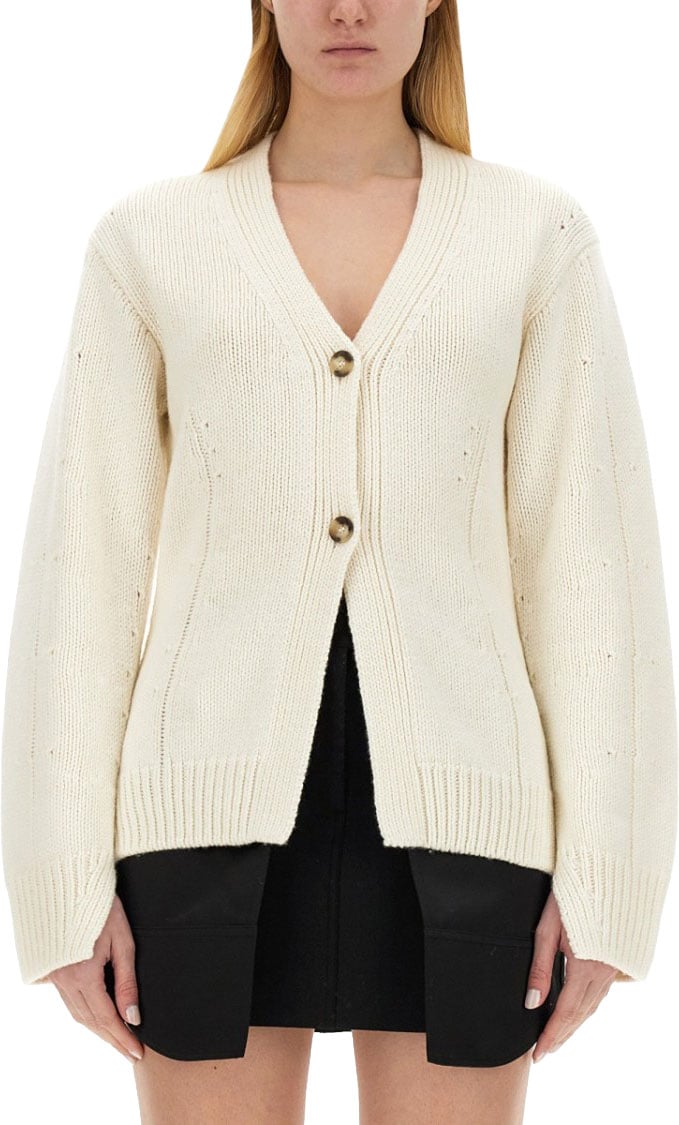 Helmut Lang Tailored Cardigan With Deep V-Neckline Neutraal