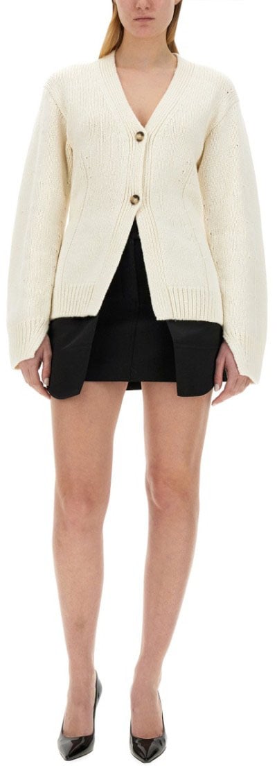 Helmut Lang Tailored Cardigan With Deep V-Neckline Neutraal