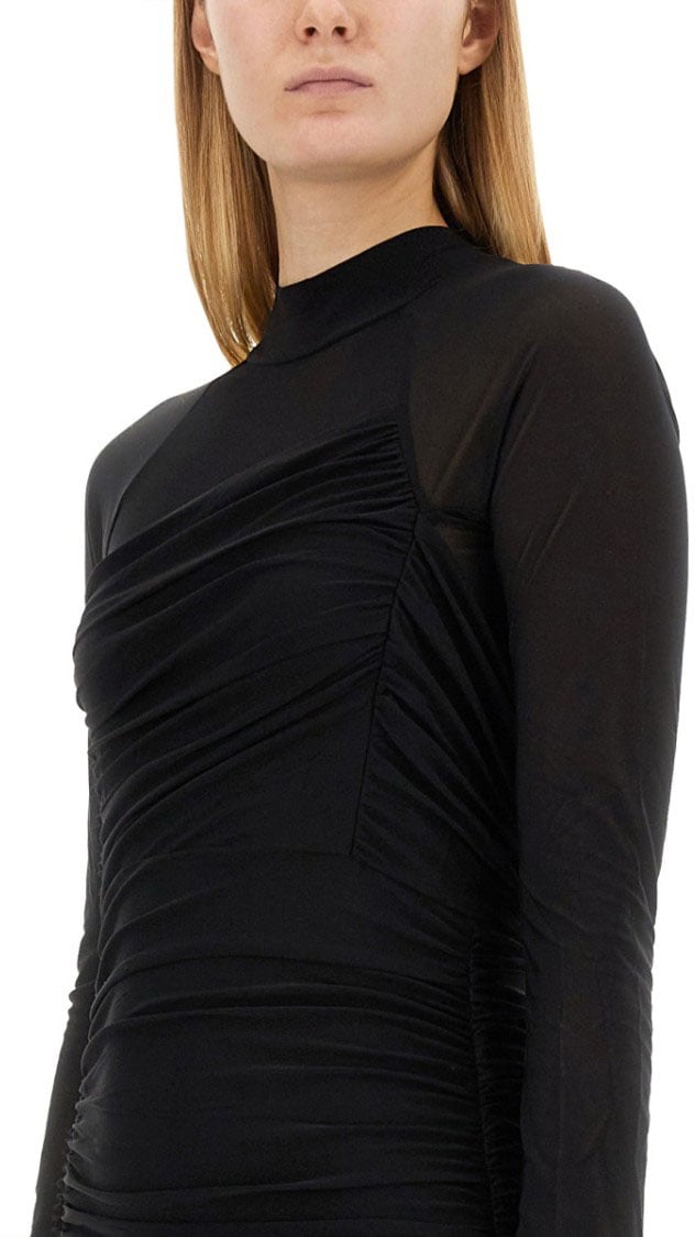 Helmut Lang High-Neck Mini Dress Zwart