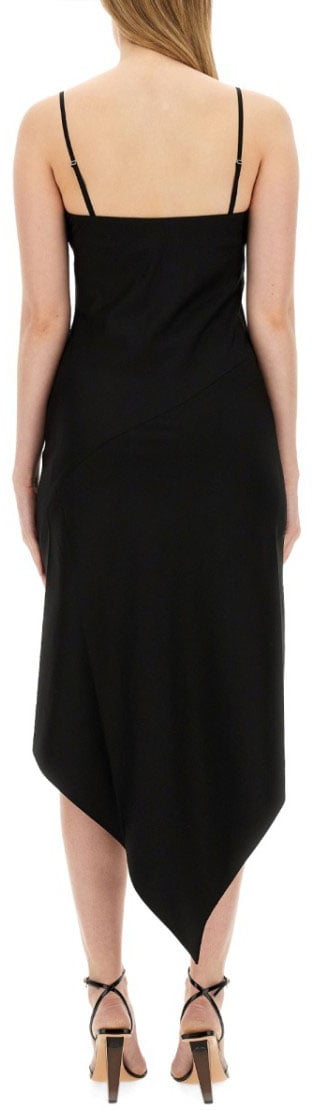 Helmut Lang Fitted Evening Dress With Scarf Hem Design Zwart