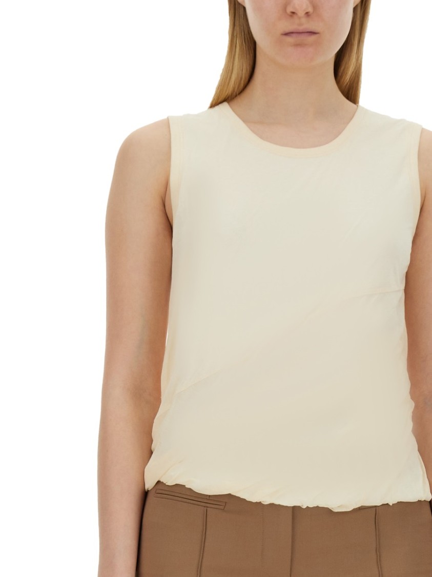 Helmut Lang Relaxed Fit Cotton Tank Top With Frayed Hem Neutraal