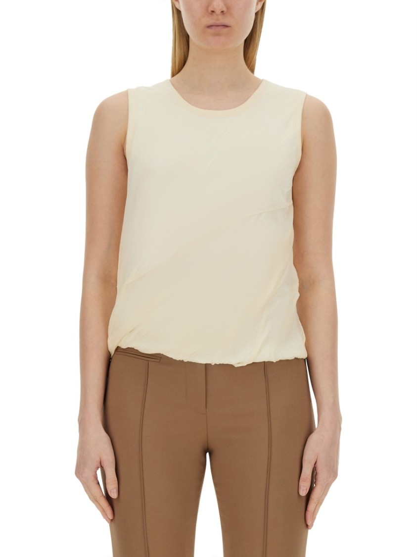 Helmut Lang Relaxed Fit Cotton Tank Top With Frayed Hem Neutraal
