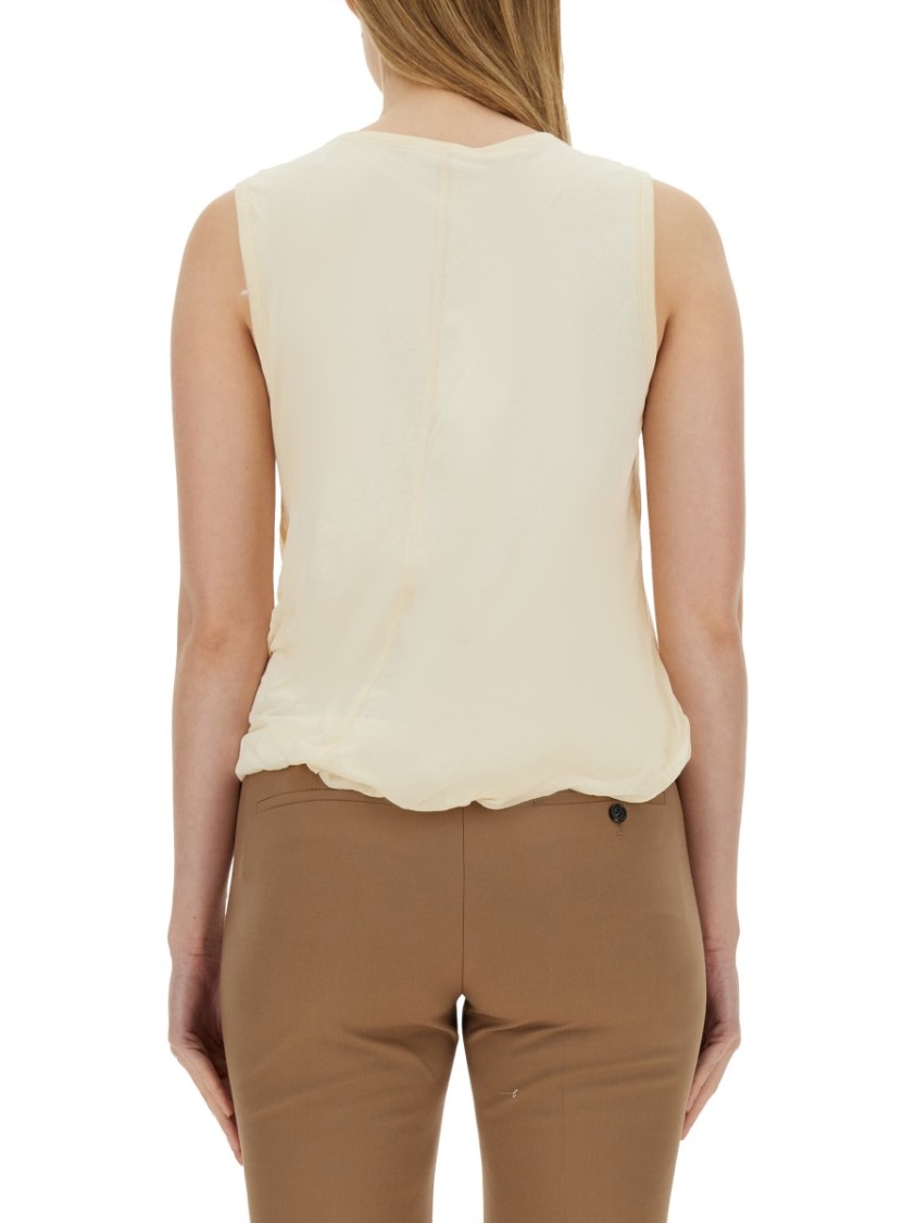Helmut Lang Relaxed Fit Cotton Tank Top With Frayed Hem Neutraal