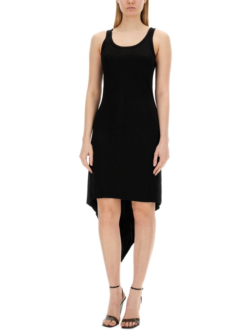 Helmut Lang Asymmetrical Hem Jersey Camisole Dress Zwart