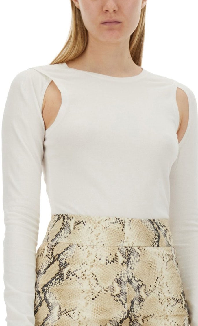 Helmut Lang Long-Sleeved Cut-Out Top With Edgy Silhouette Neutraal