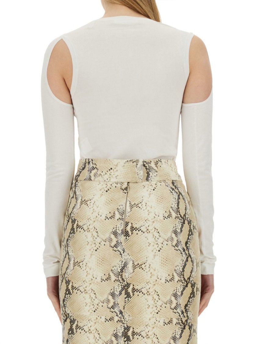 Helmut Lang Long-Sleeved Cut-Out Top With Edgy Silhouette Neutraal