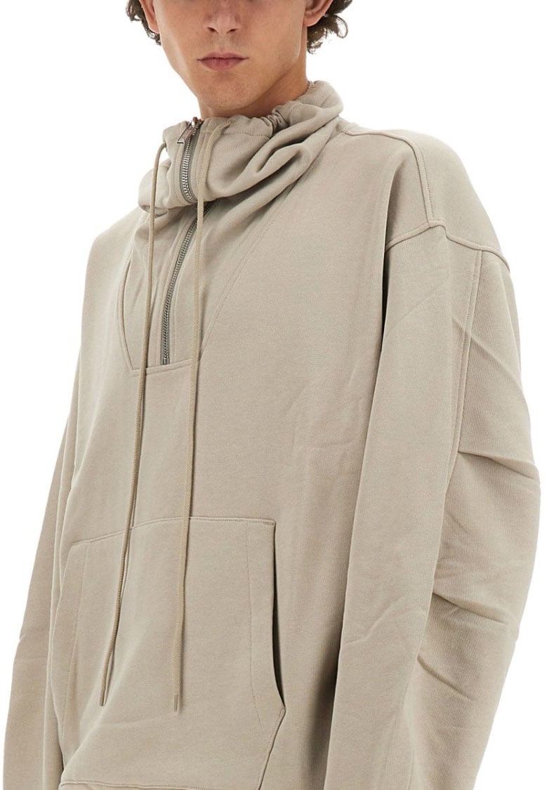 Helmut Lang Half-Zip Sweatshirt With High Collar Neutraal