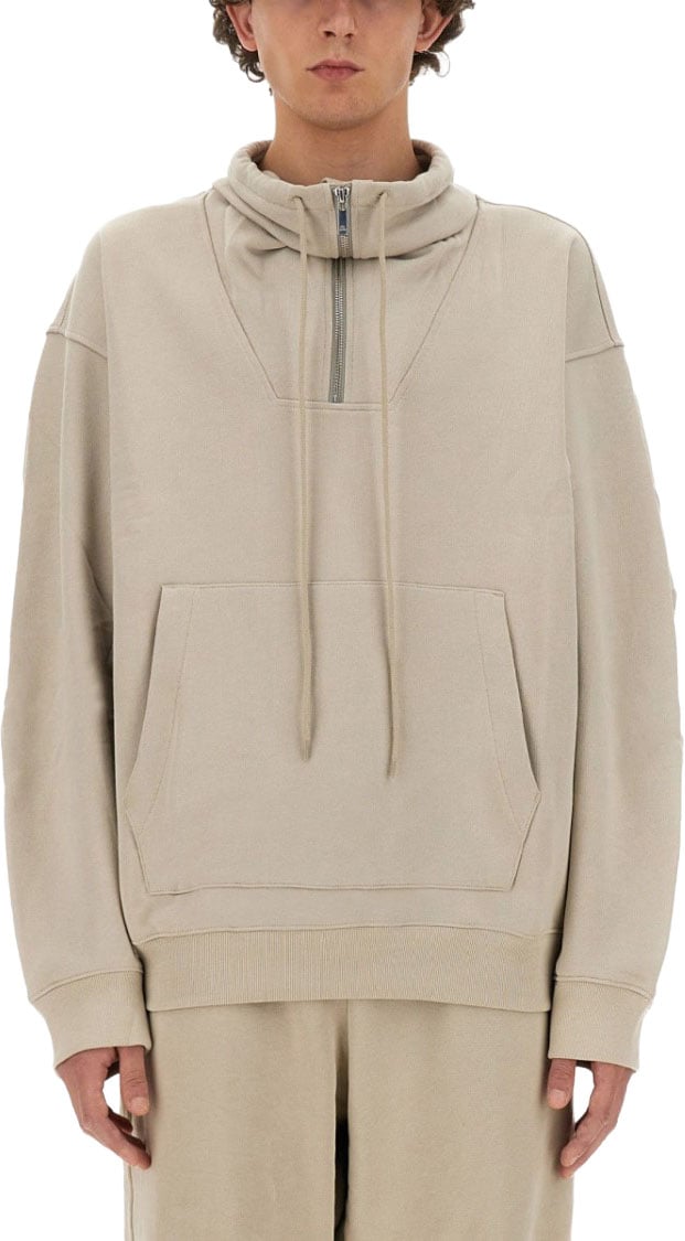Helmut Lang Half-Zip Sweatshirt With High Collar Neutraal