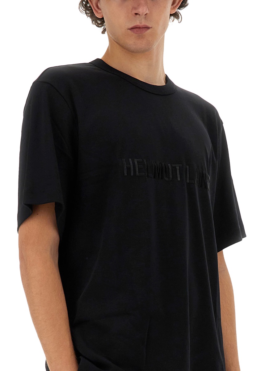 Helmut Lang Relaxed Fit Crew Neck T-Shirt with Embossed Logo Zwart