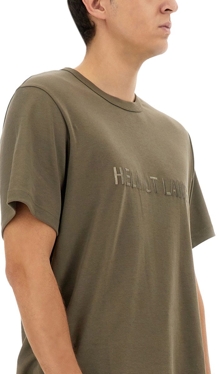 Helmut Lang Regular Fit T-Shirt with Tonal Logo Embossing Grijs