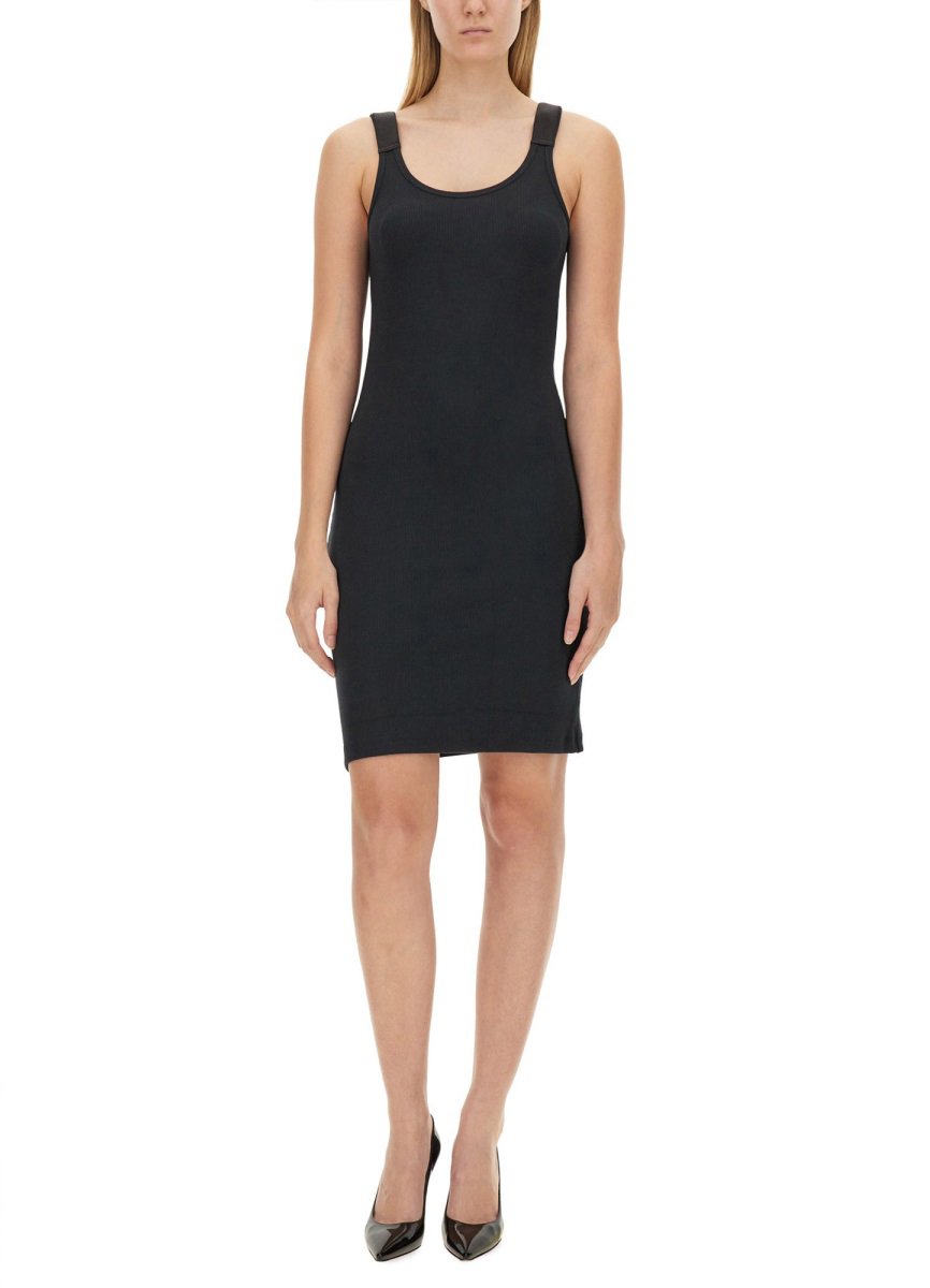 Helmut Lang Ribbed Black Tank Dress Zwart