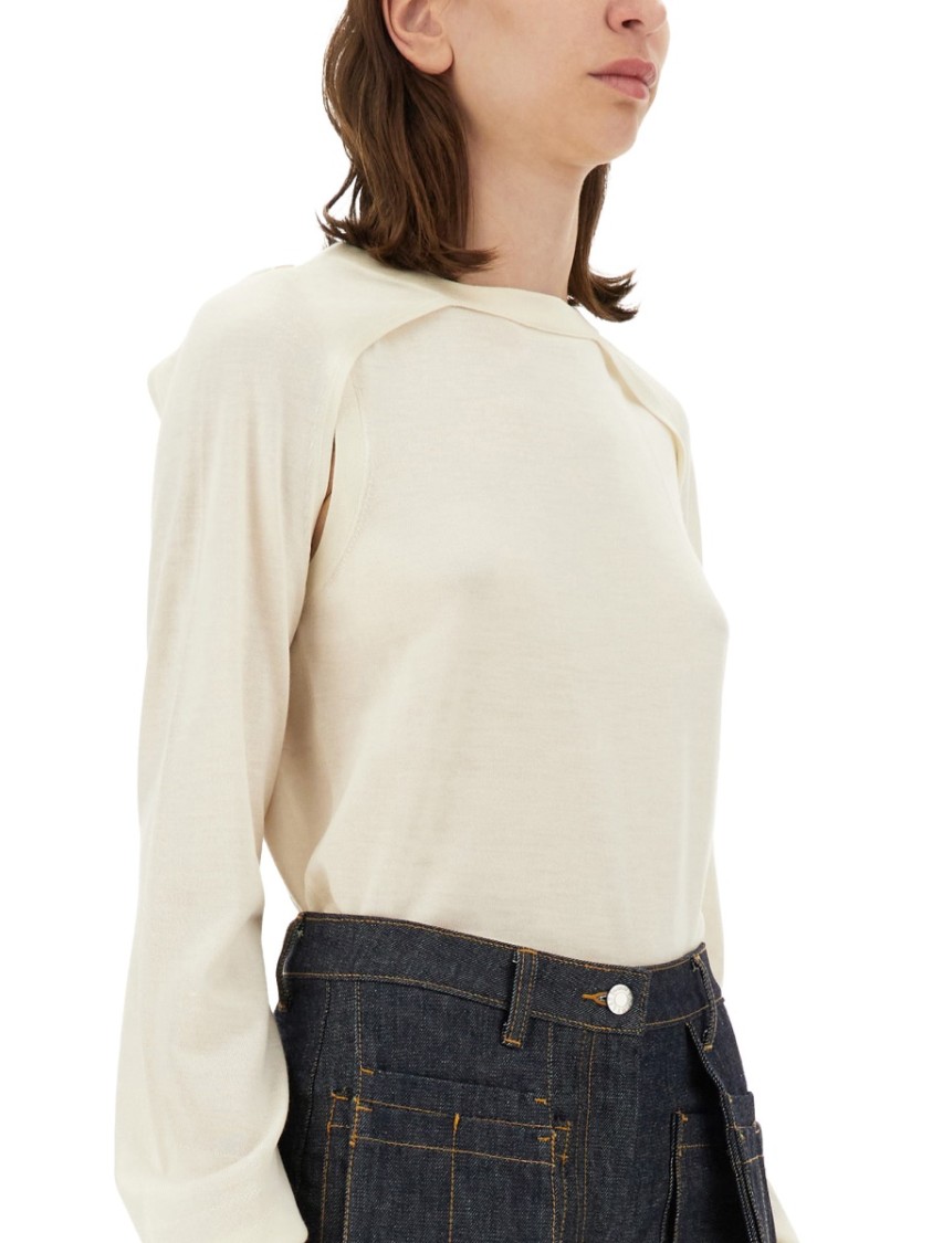 Helmut Lang Relaxed-Fit Wool And Silk Blend Top Neutraal